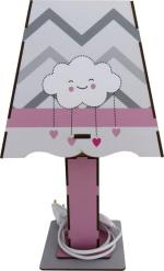  Abajur Luminária Decoração Bebê Nuvem Rosa Mdf