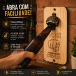 Abridor de Garrafa para Parede “Abra Aqui” em Madeira de Pinus com Parafuso
