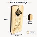 Abridor de Garrafa para Parede “Abra Aqui” em Madeira de Pinus com Parafuso