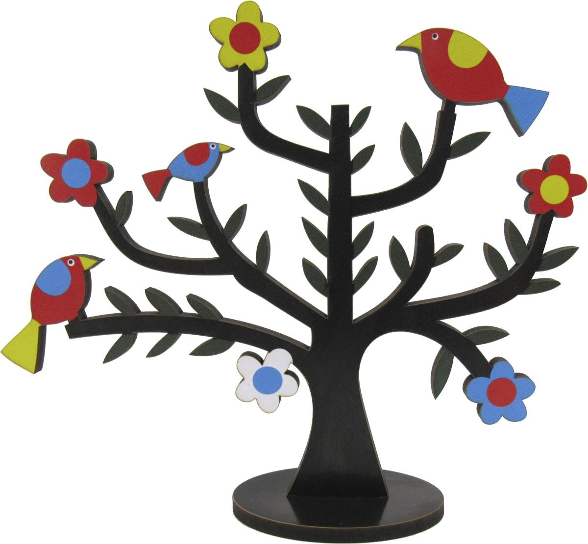 Arvore Galhos Pássaros Com Base Adesivada 24X20cm MDF