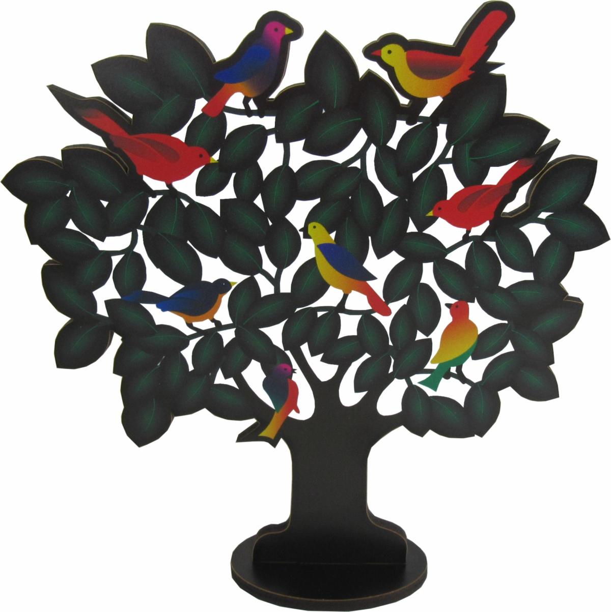Arvore Pássaros Com Base Adesivada 22,5X25cm MDF