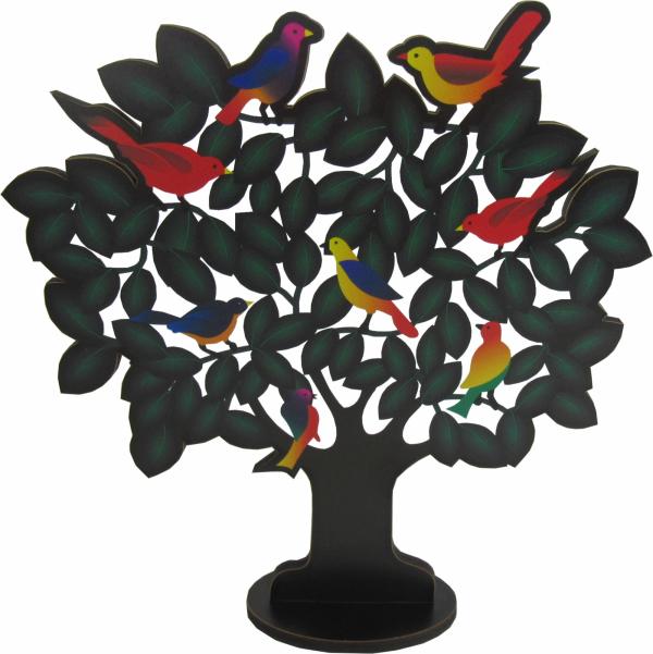 Arvore Pássaros Com Base Adesivada 22,5X25cm MDF