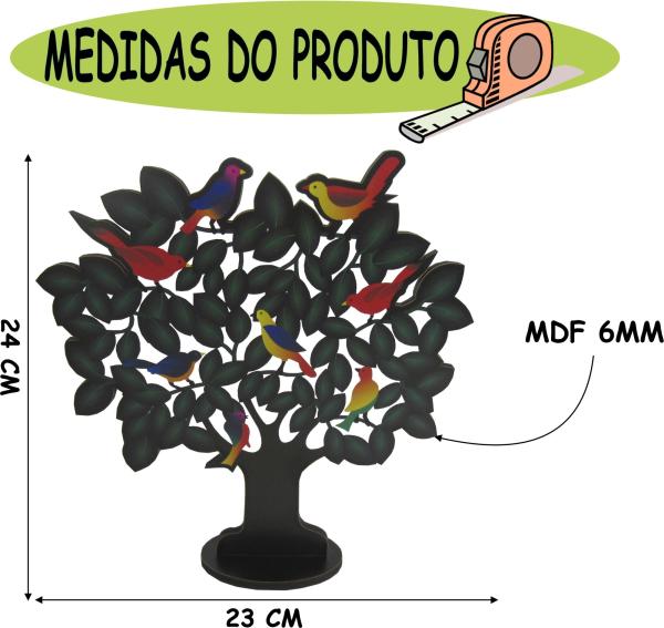 Arvore Pássaros Com Base Adesivada 22,5X25cm MDF