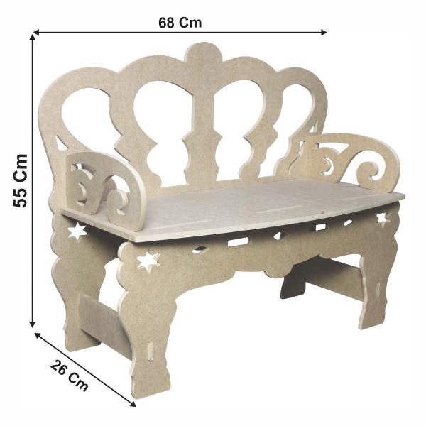Banco Infantil MDF Para Decoração de Festas, Cenários e Ensaios Fotográficos enfeite coroa