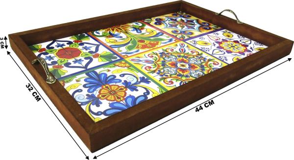 BANDEJA AD. AZULEJO ALÇA METAL 44X32X3CM BANDEJA AD. AZULEJO ALÇA METAL 44X32X3CM