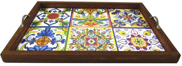BANDEJA AD. AZULEJO ALÇA METAL 44X32X3CM BANDEJA AD. AZULEJO ALÇA METAL 44X32X3CM