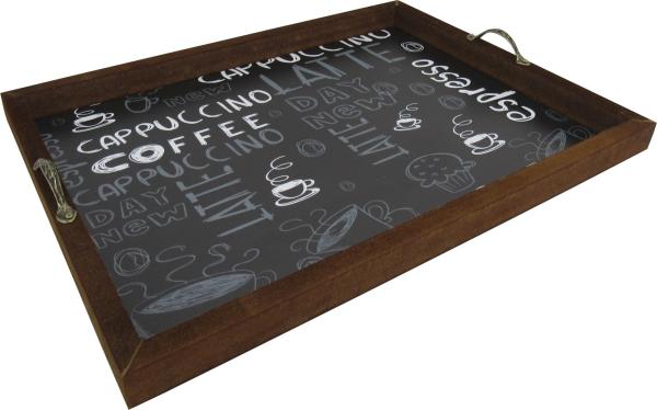 BANDEJA AD. COFFE PRETA  ALÇA METAL 44X32X3CM BANDEJA AD. COFFE PRETA  ALÇA METAL 44X32X3CM
