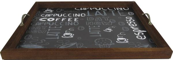 BANDEJA AD. COFFE PRETA  ALÇA METAL 44X32X3CM BANDEJA AD. COFFE PRETA  ALÇA METAL 44X32X3CM