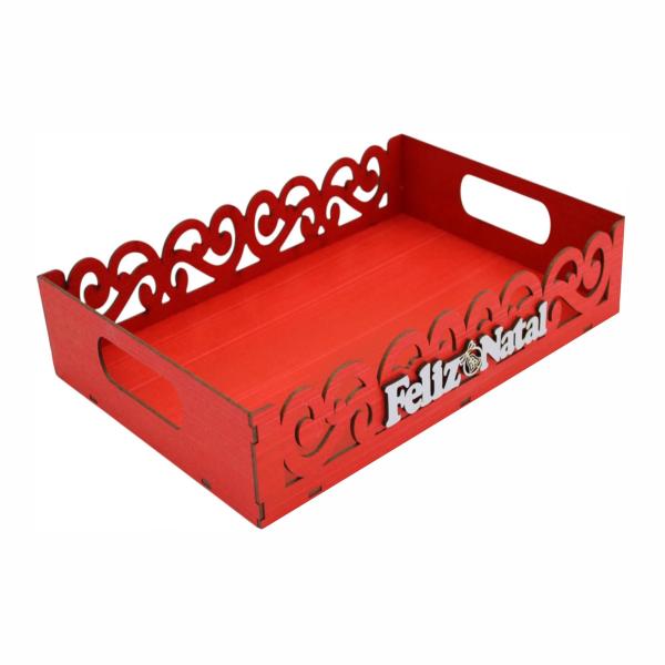 Bandeja Arabesco Feliz Natal 30x20x7cm  Bandeja Arabesco Feliz Natal 30x20x7cm