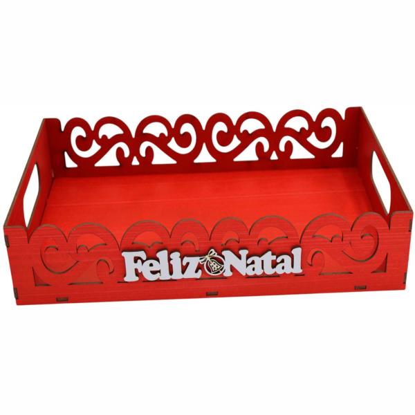 Bandeja Arabesco Feliz Natal 30x20x7cm  Bandeja Arabesco Feliz Natal 30x20x7cm