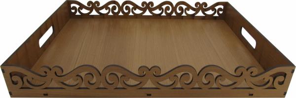 BANDEJA ARABESCO MARROM CLARO 43X31,5X6CM