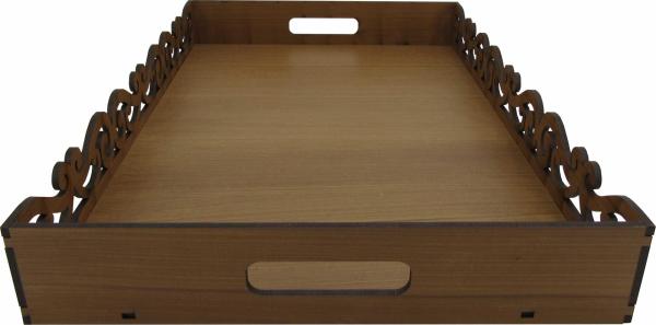 BANDEJA ARABESCO MARROM CLARO 43X31,5X6CM