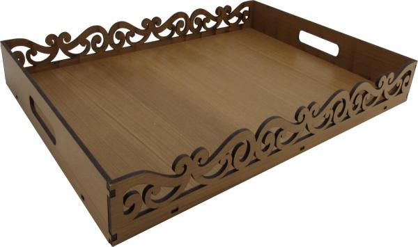 BANDEJA ARABESCO MARROM CLARO 43X31,5X6CM