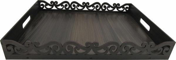 BANDEJA ARABESCO MARROM ESCURO 43X31,5X6CM