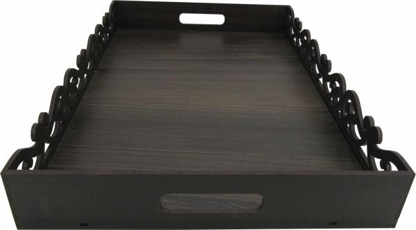 BANDEJA ARABESCO MARROM ESCURO 43X31,5X6CM