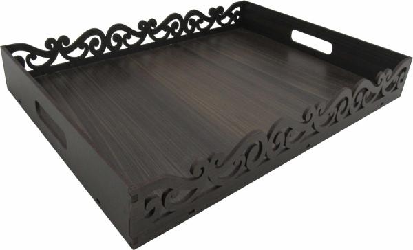 BANDEJA ARABESCO MARROM ESCURO 43X31,5X6CM