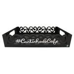 Bandeja Arabesco MDF Decorada Preta Para Cantinho Do Café Decoração Organização Cozinha