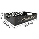 Bandeja Arabesco MDF Decorada Preta Para Cantinho Do Café Decoração Organização Cozinha