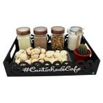 Bandeja Arabesco MDF Decorada Preta Para Cantinho Do Café Decoração Organização Cozinha