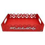 Bandeja Arabesco MDF Decorada Vermelha Para Cantinho Do Café Decoração Organização Cozinha
