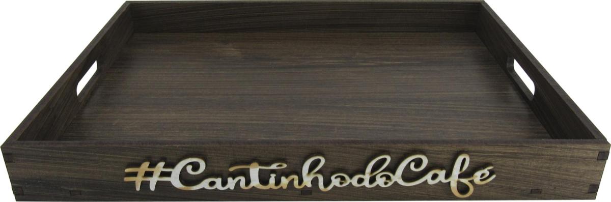 BANDEJA CANTINHO DO CAFÉ MARROM 35X25X4CM