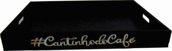 BANDEJA CANTINHO DO CAFÉ PRETA 35X25X4CM