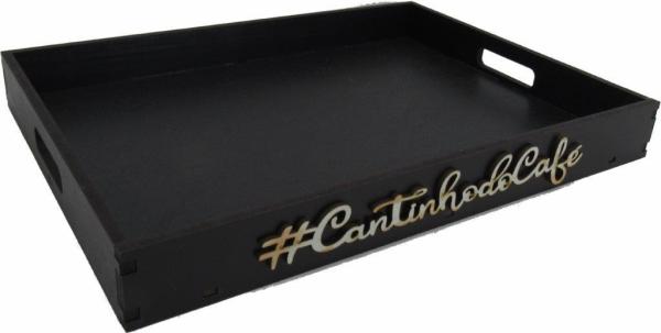 BANDEJA CANTINHO DO CAFÉ PRETA 35X25X4CM