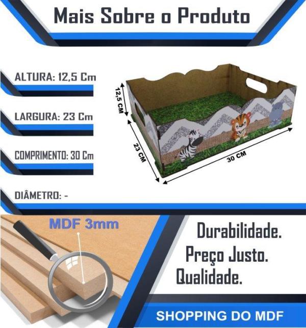 Bandeja e 3 Potes Bebê Decoração Safari Mdf
