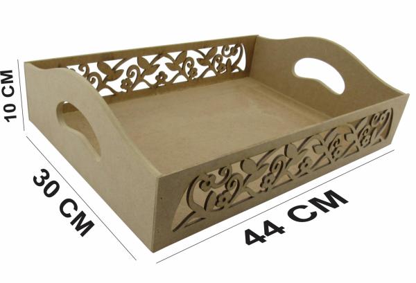 BANDEJA FLORAL ALCA 6MM GR 44X29,5X10CM MDF CRÚ