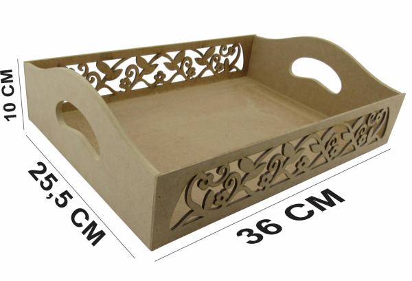 BANDEJA FLORAL ALCA 6MM MED 36,5X26X10CM MDF CRÚ