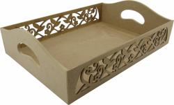 Bandeja floral alca 6mm gr 44x29,5x10cm mdf crú