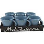 Bandeja Mãe Eu Te Amo Com 6 Xícaras Azul Acrílica Presente Dia das Mães