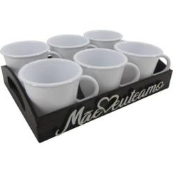 Bandeja mãe eu te amo com 6 xícaras branca acrílica presente dia das mães