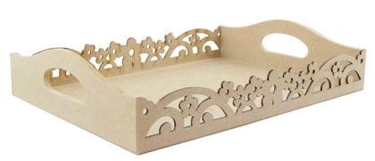 BANDEJA MARGARIDA ALCA 6MM MED 35X26X7,5CM MDF CRÚ