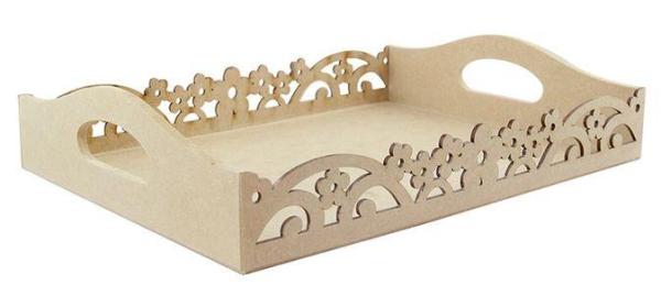 BANDEJA MARGARIDA ALCA 6MM PEQ 29X20,5X7,5CM MDF CRÚ