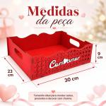 Bandeja MDF Palha com aplique - Com amor - Presente Dia dos Namorados Cesta Café Manhã Decorativa