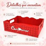 Bandeja MDF Palha com aplique - Com amor - Presente Dia dos Namorados Cesta Café Manhã Decorativa
