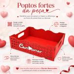 Bandeja MDF Palha com aplique - Com amor - Presente Dia dos Namorados Cesta Café Manhã Decorativa
