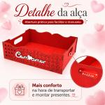 Bandeja MDF Palha com aplique - Com amor - Presente Dia dos Namorados Cesta Café Manhã Decorativa