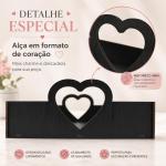 Bandeja MDF Preta Cantinho do Café Decorativa com Alça Coração Organizadora para Mesa Cozinha