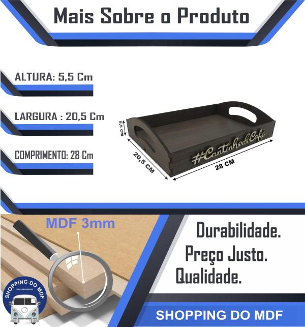 BANDEJA PINTADA CANTINHO DO CAFÉ 28X21X4CM