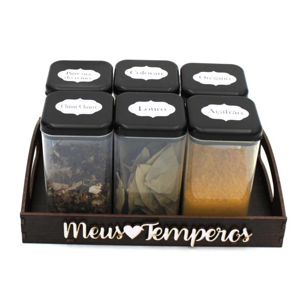 Bandeja  porta tempero  pintado 20X14X4CM C/06 potes  Bandeja  porta tempero  pintado 20X14X4CM C/06 potes