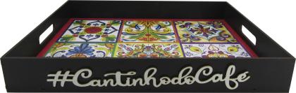 BANDEJA RETA AZULEJO CANTINHO DO CAFÉ  43,5X31,5X6CM