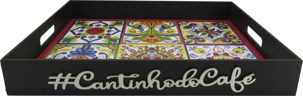 BANDEJA RETA AZULEJO CANTINHO DO CAFÉ  43,5X31,5X6CM