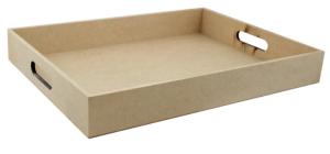 BANDEJA RETA RETANG. LISA P 6MM 30X20X5CM MDF CRÚ