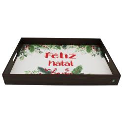 Bandeja super luxo decoração feliz natal 35x25x4cm mdf