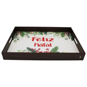Bandeja Super Luxo Decoração Feliz Natal 35x25x4cm Mdf