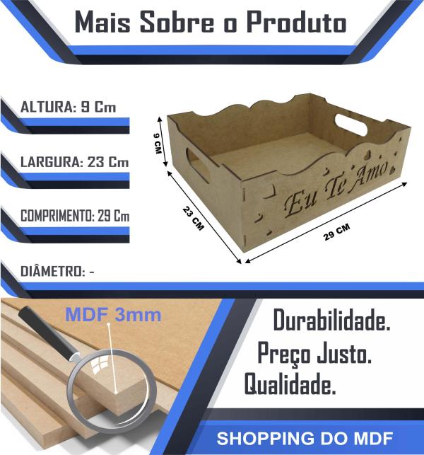 BANDEJA EU TE AMO 3MM 29,5X23,5X8,5CM