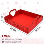 Bandeja Te amo MDF Cesta Café Da Manhã Presente Decorativa Organizadora Casa Cozinha