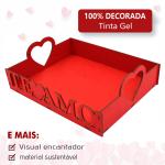 Bandeja Te amo MDF Cesta Café Da Manhã Presente Decorativa Organizadora Casa Cozinha